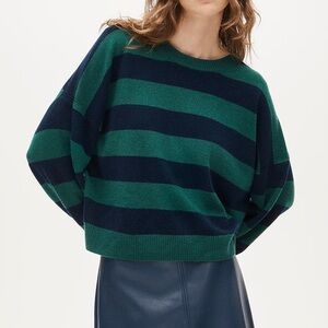 J.Crew Striped Blouson Sleeve Cashmere Sweater